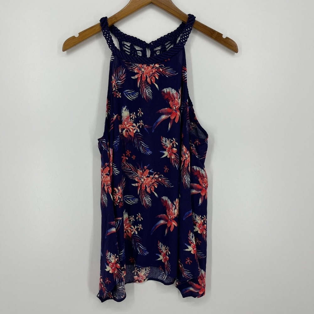 Skies Are Blue Balboa Macrame Back Top Women's Size M Blue Sleeveless New NWT